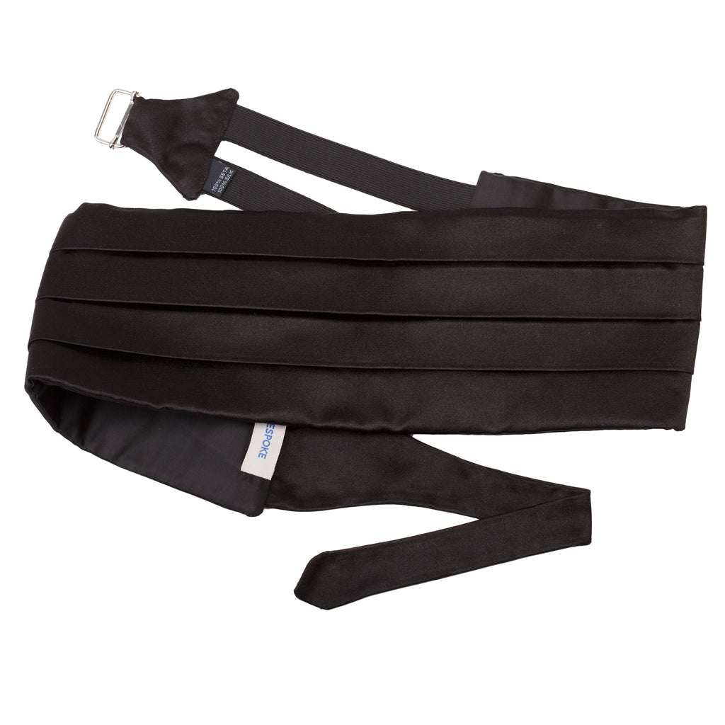 Ceinture de smoking en satin de soie noir