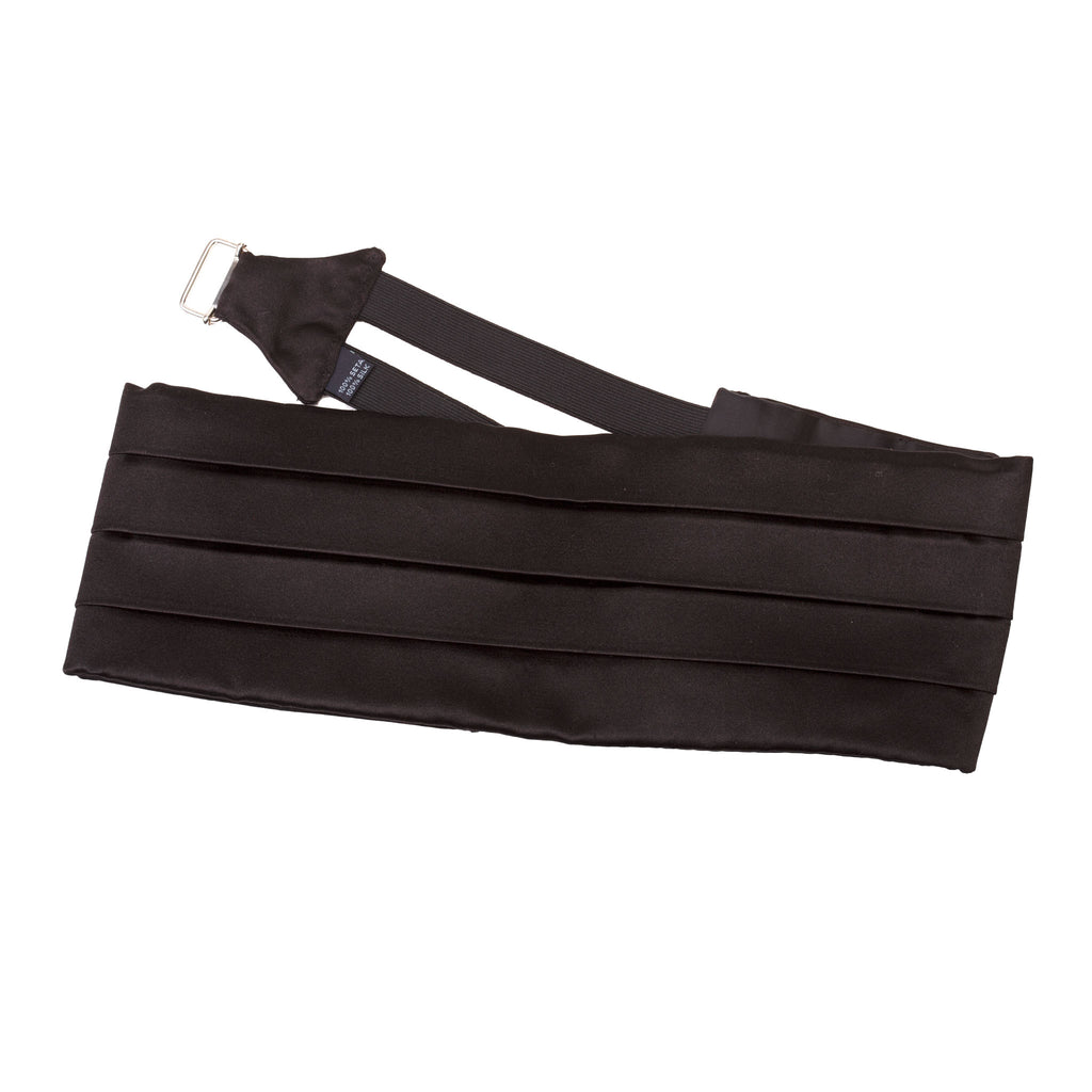 Ceinture de smoking en satin de soie noir