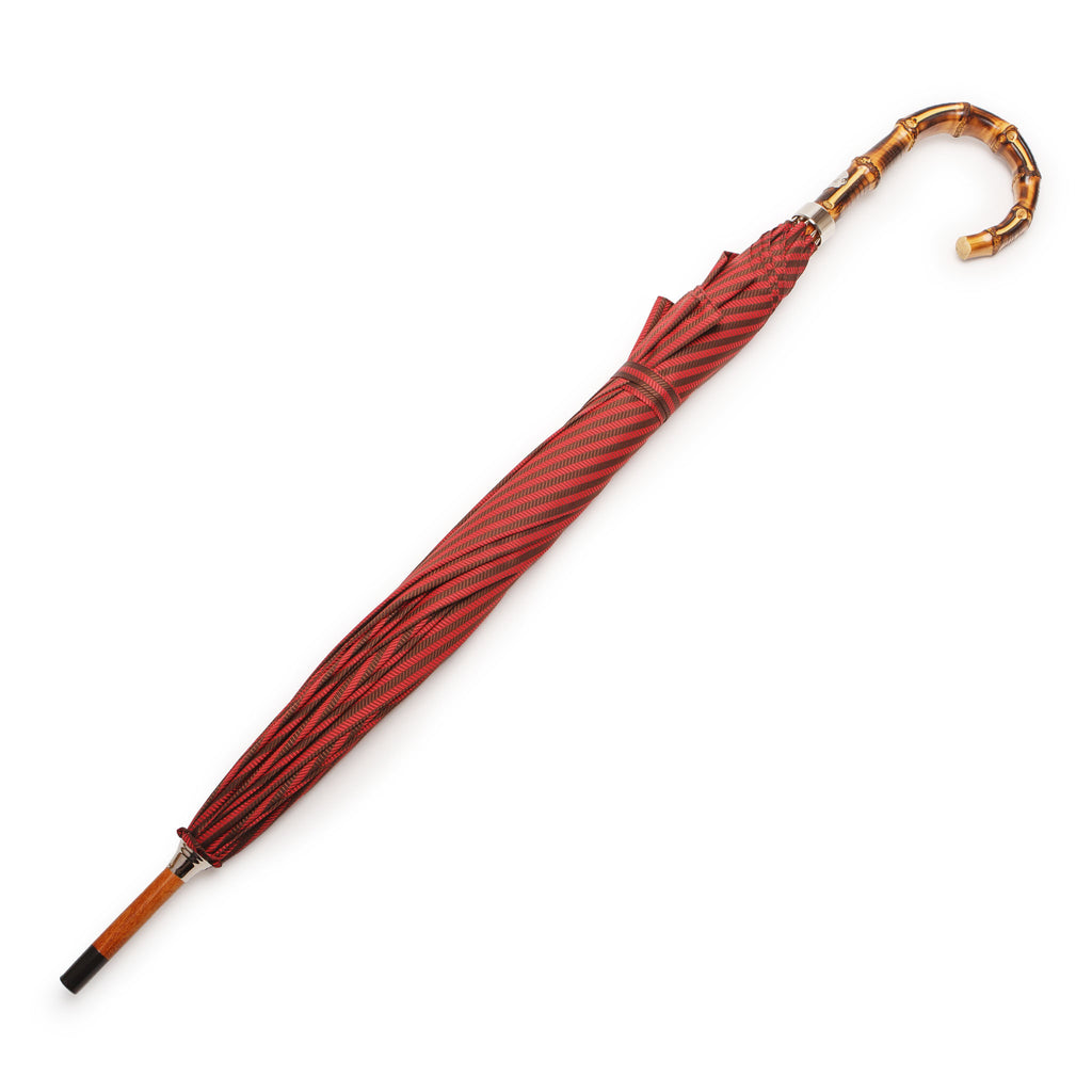 Italian-handcrafted-umbrella-francesco-maglia-red-brown-herringbone