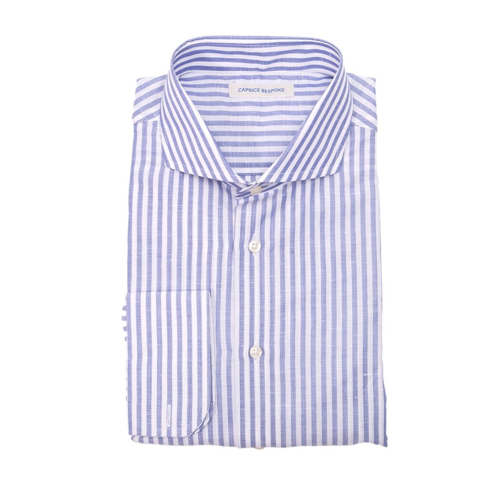 Chemise en coton et lin à rayures