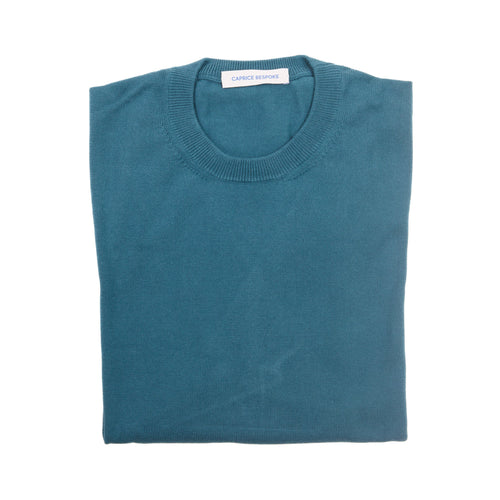 Teal Merino Crewneck Sweater – full view