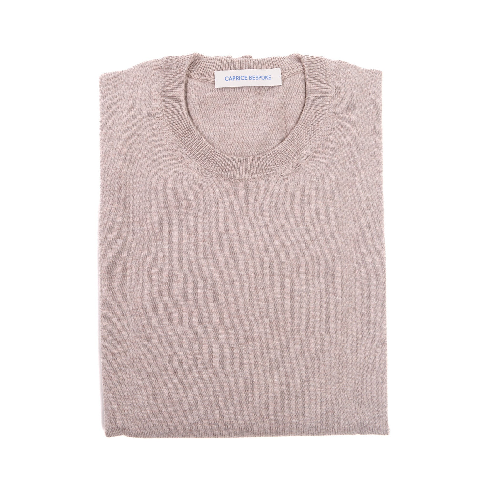 Beige Merino Crewneck Sweater – full view