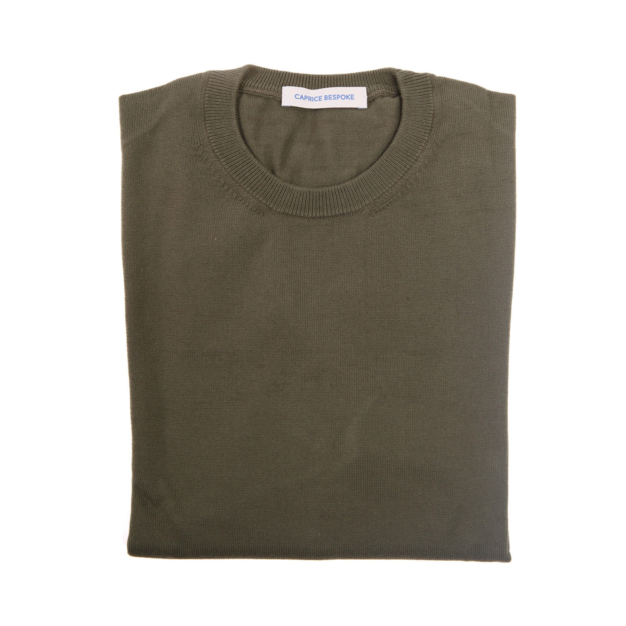 Olive Green Merino Crewneck Sweater – full view