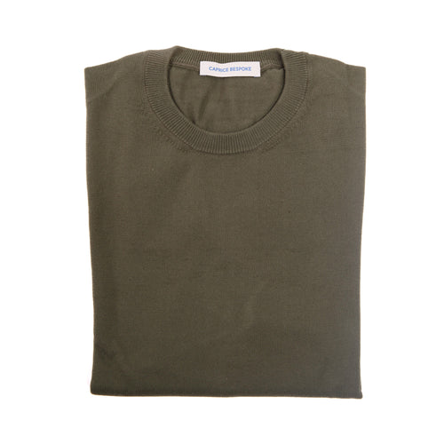 Olive Green Merino Crewneck Sweater – full view
