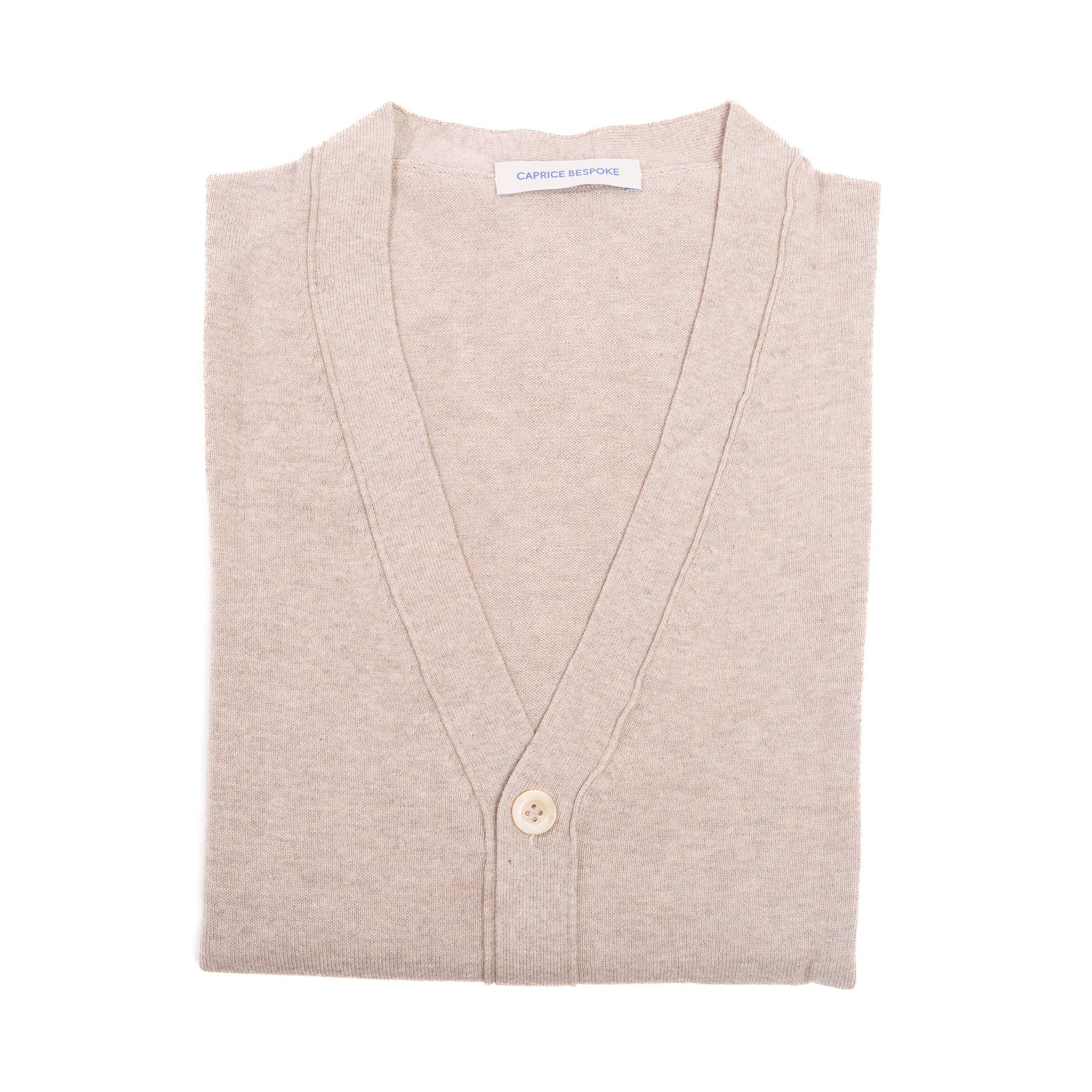 Beige Merino Button Cardigan – full view