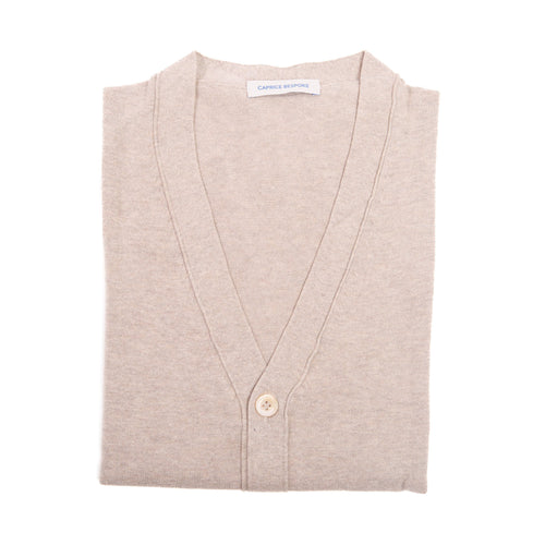 Beige Merino Button Cardigan – full view