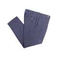 Navy Blue Pinstripe Linen Dress Trousers – full view