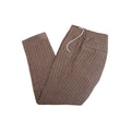 Brown Pinstripe Linen Drawstring Trousers – full view