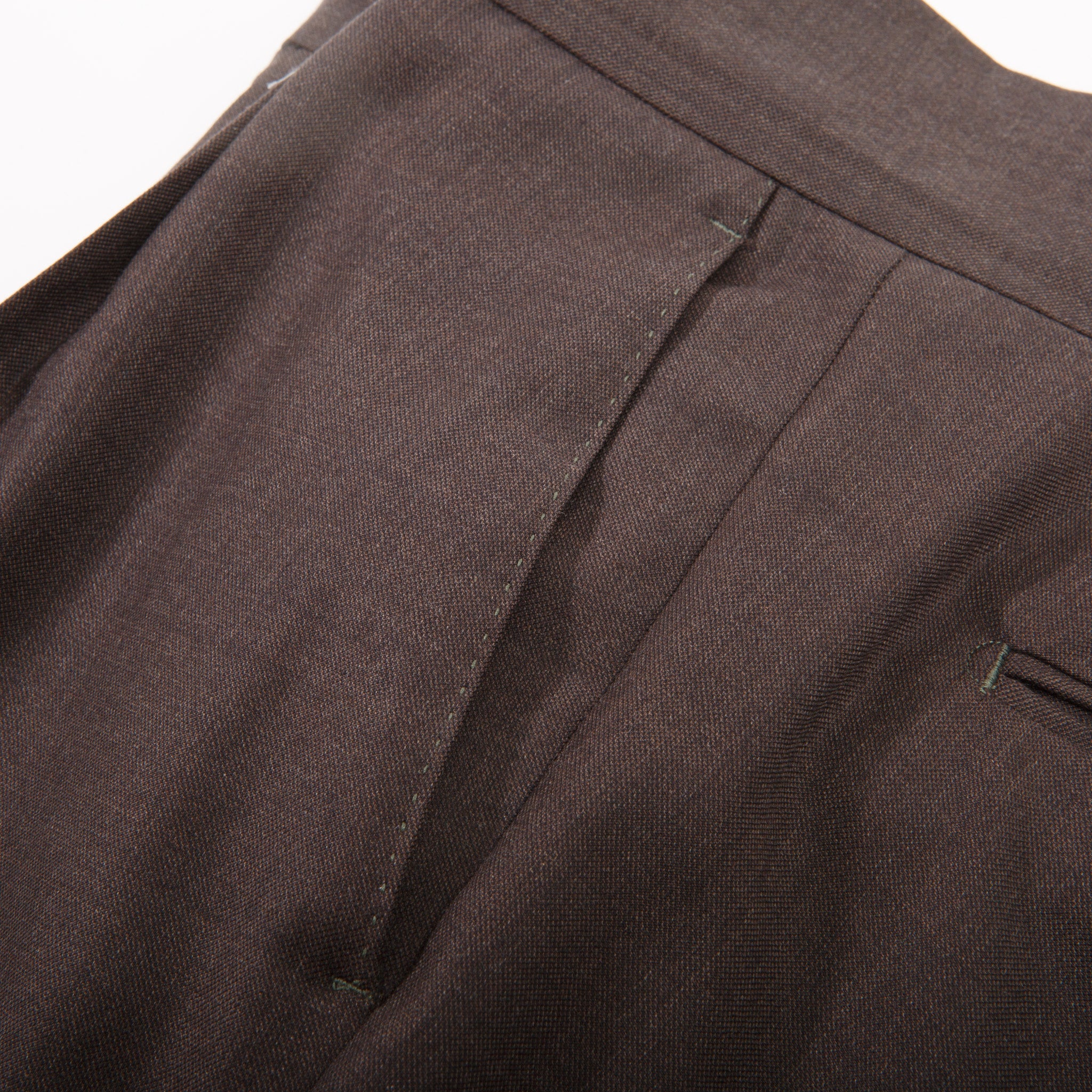 Dark Brown Wool Pleated Dress Trousers – detail