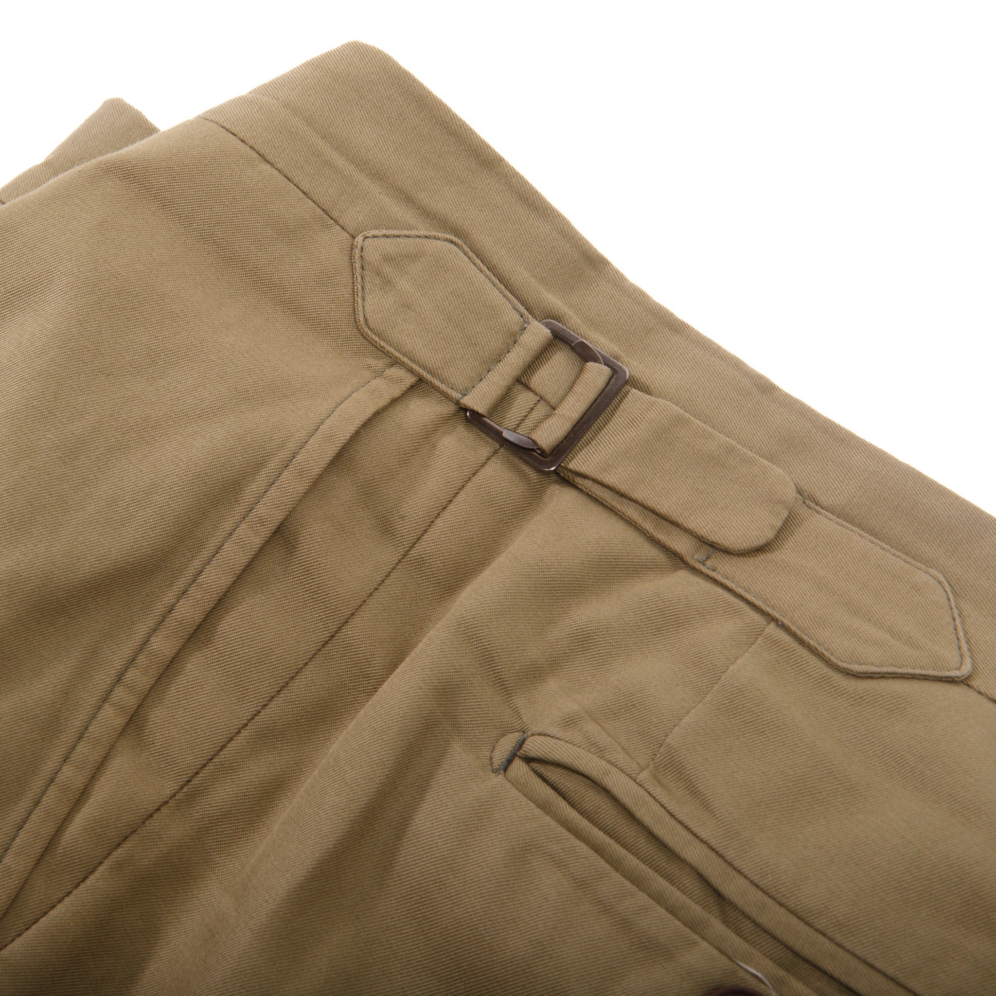 Khaki Cotton Dress Trousers with Side Adjuster – side detail