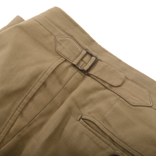Khaki Cotton Dress Trousers with Side Adjuster – side detail