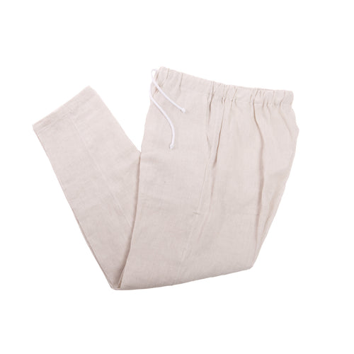 Natural Linen Drawstring Trousers – full view