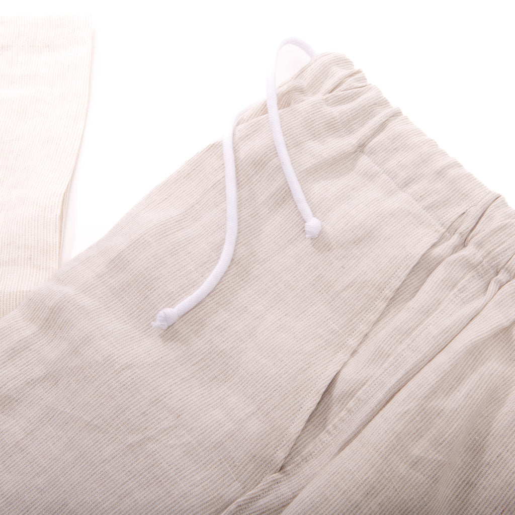 Natural Linen Drawstring Trousers – waist detail