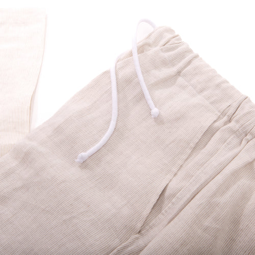 Natural Linen Drawstring Trousers – waist detail