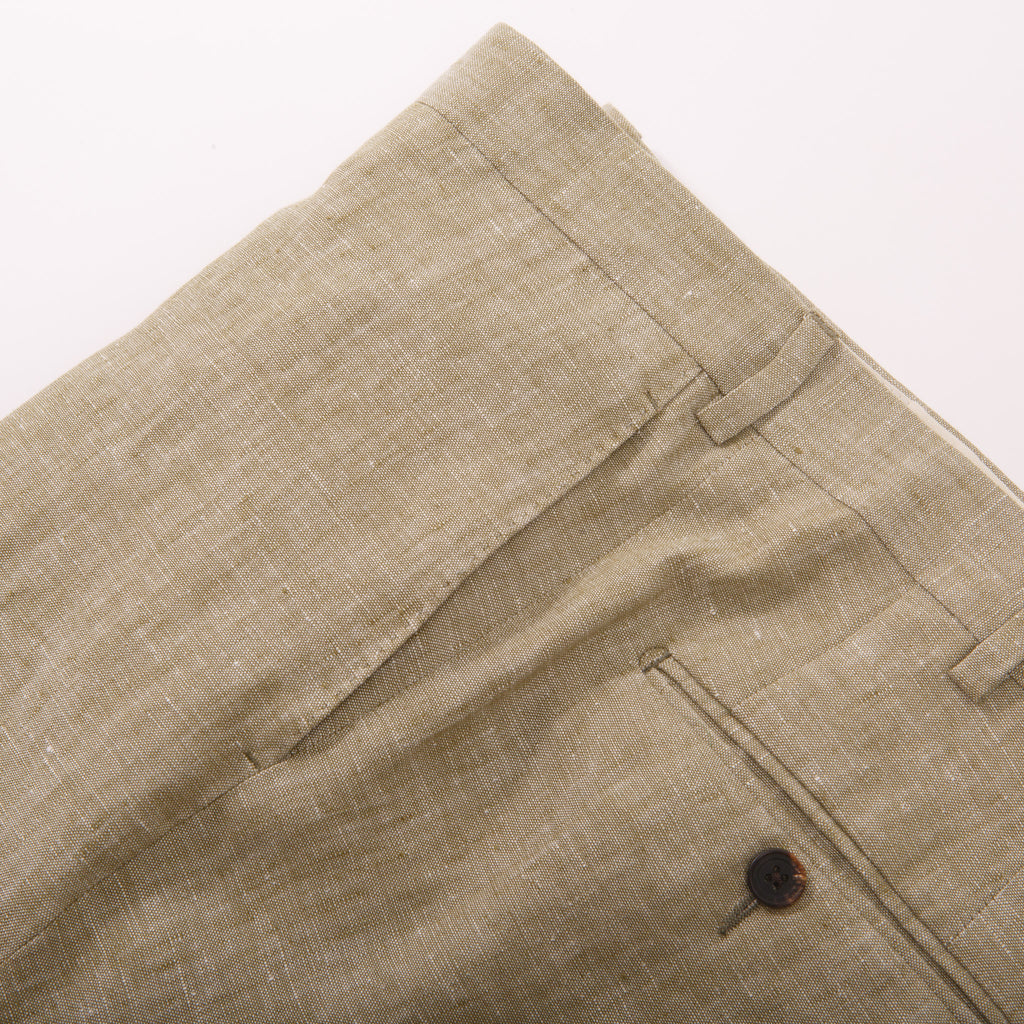 Sand Linen Formal Dress Trousers – front detail