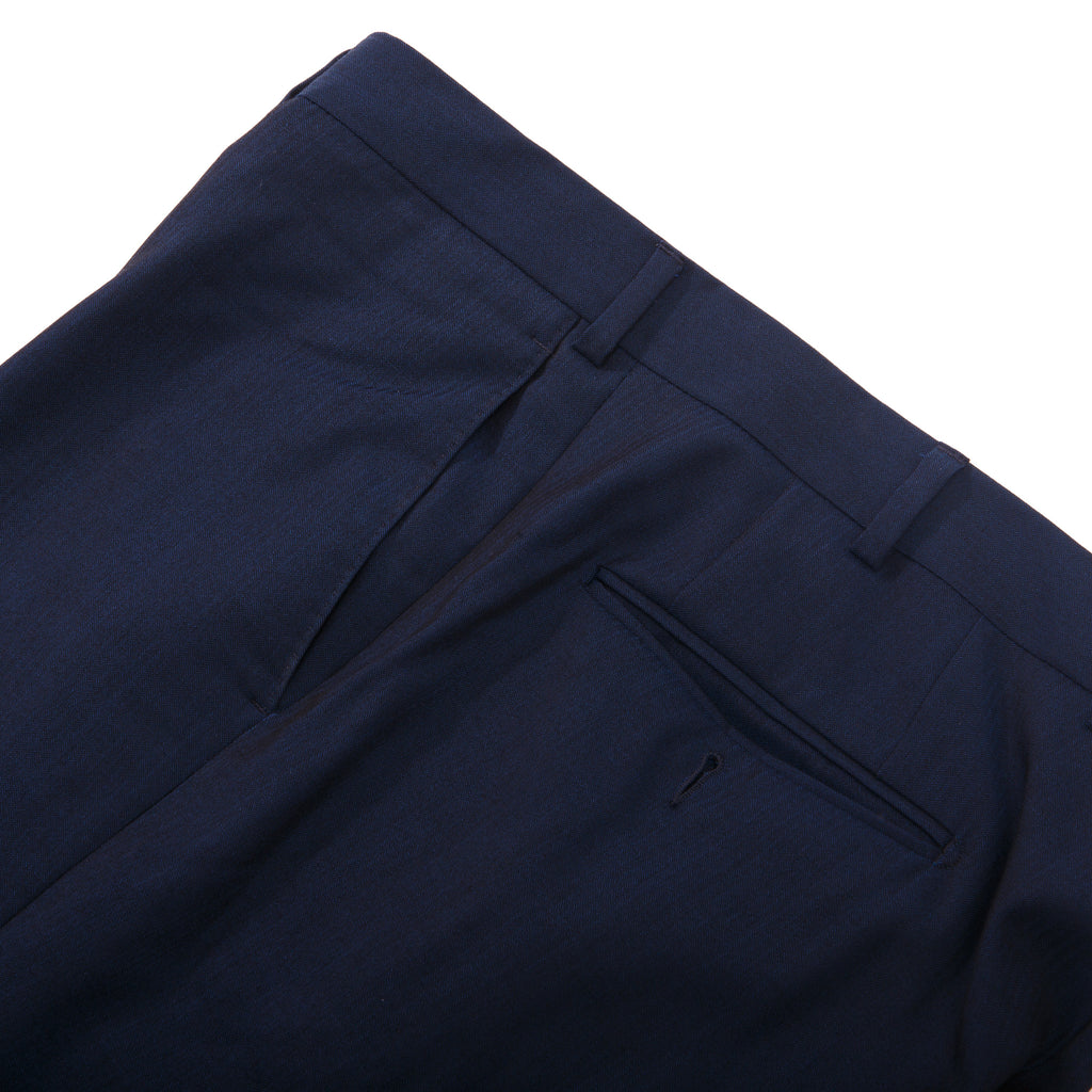 Navy Blue Slim Wool Dress Trousers – front detail