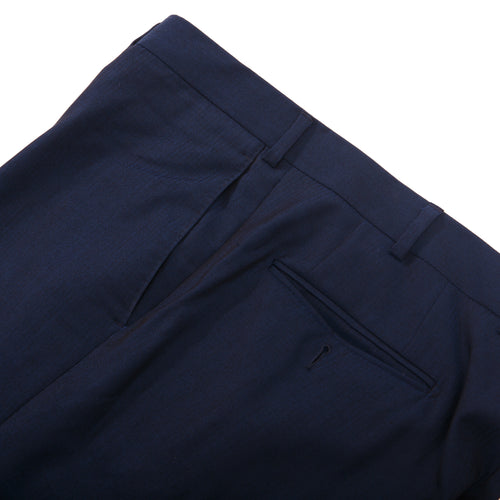 Navy Blue Slim Wool Dress Trousers – front detail