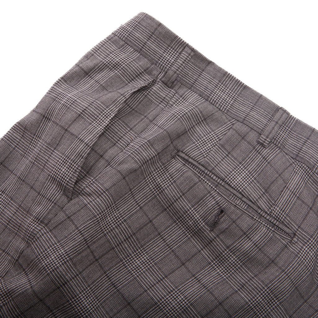 Grey Glen Plaid Wool Dress Trousers – front detail
