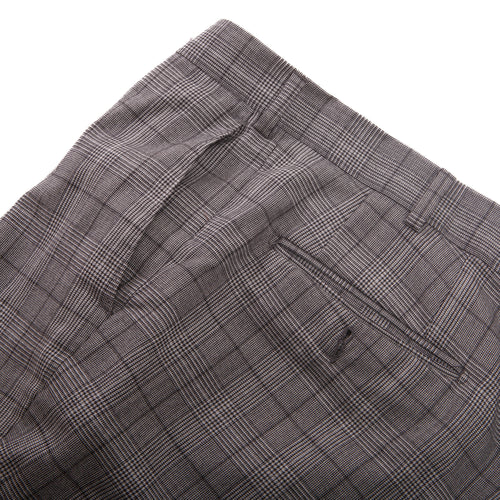 Grey Glen Plaid Wool Dress Trousers – front detail