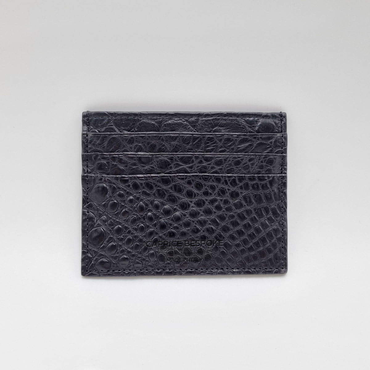 Black Crocodile Leather Card Holder, 6 Slots — Handmade
