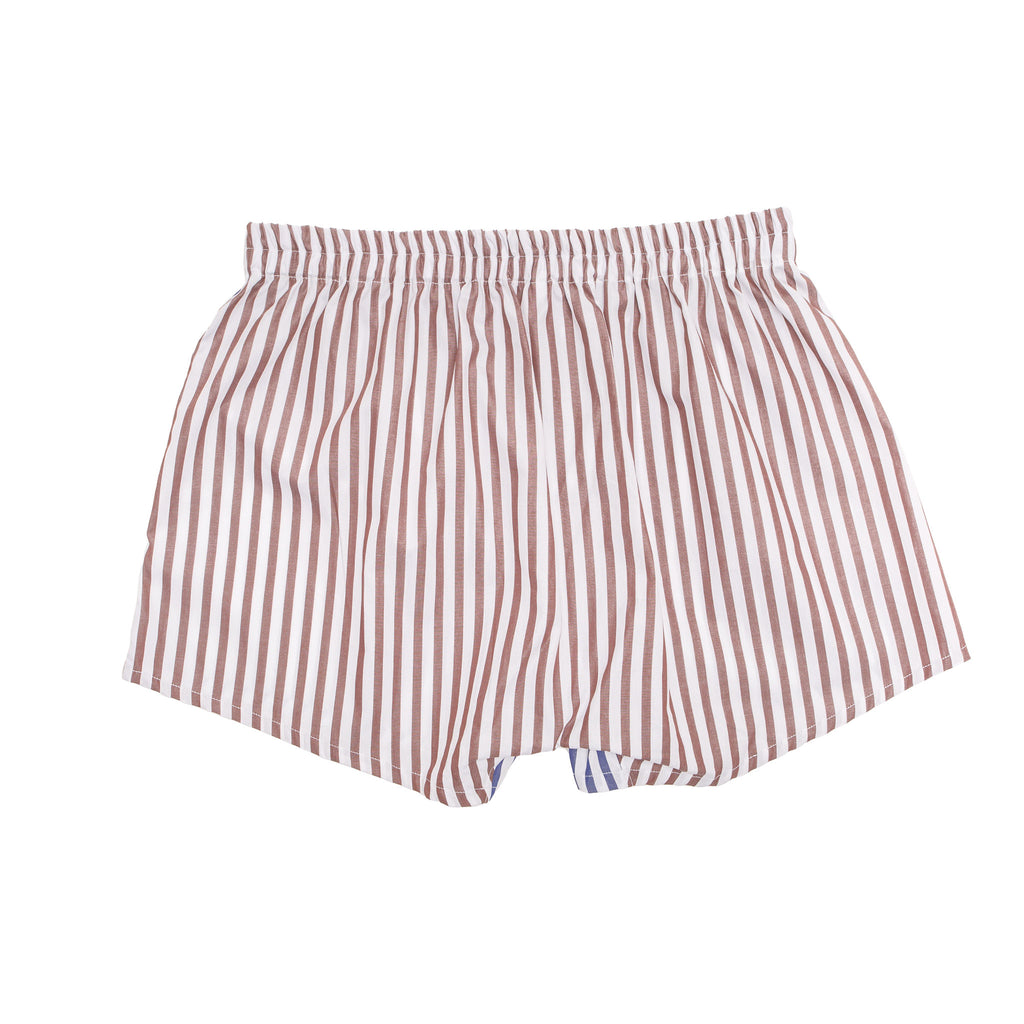 Brown Stripe Cotton Boxer with Luxury Dust Bag – full view