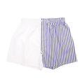 White and Navy Split-Panel Cotton Boxer – full view