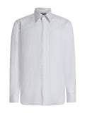 Men's white cotton poplin ceremony shirt with double cuffs — front view