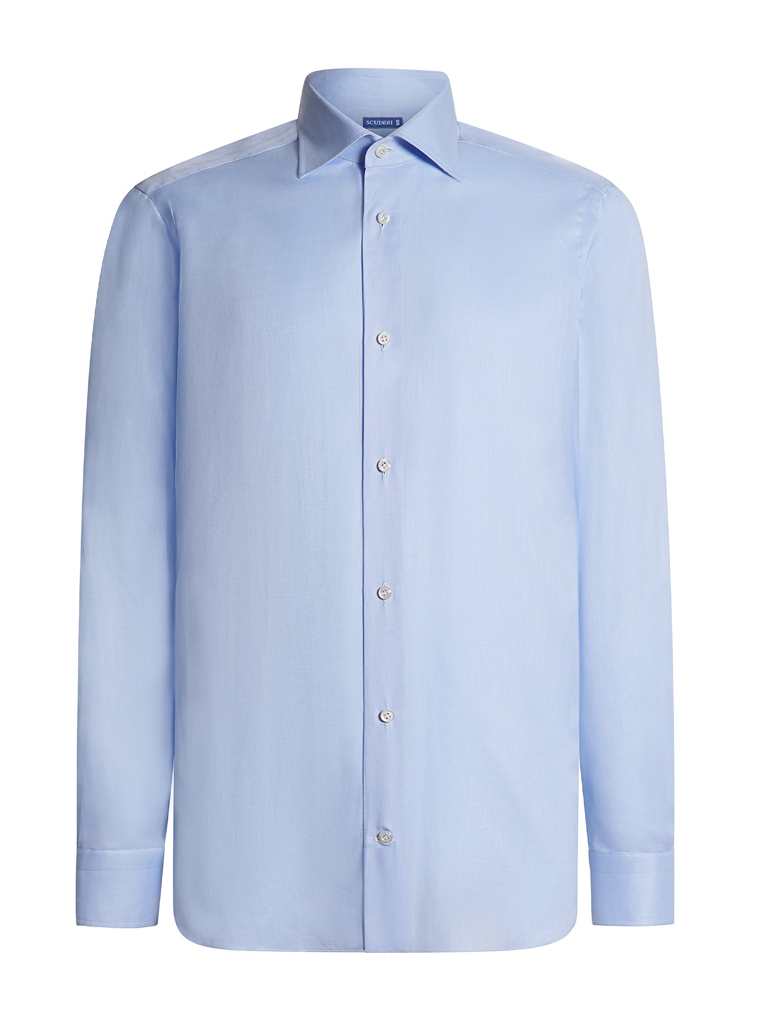Men's sky blue classic dress shirt in cotton twill — front view