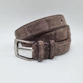 Brown crocodile leather belt with palladium brass buckle – Valigeria Grignola