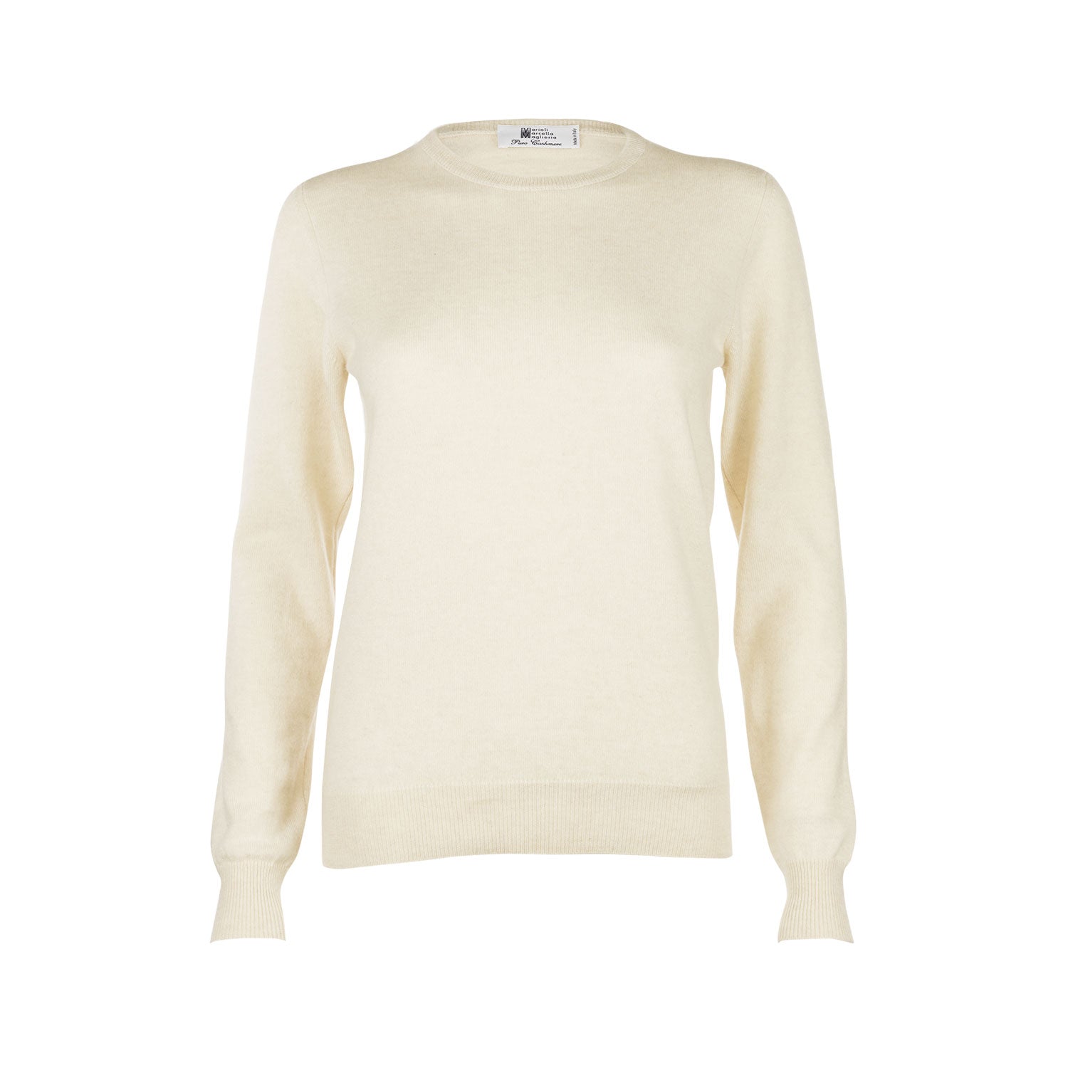 Women's Italian cashmere crew-neck sweater in light beige