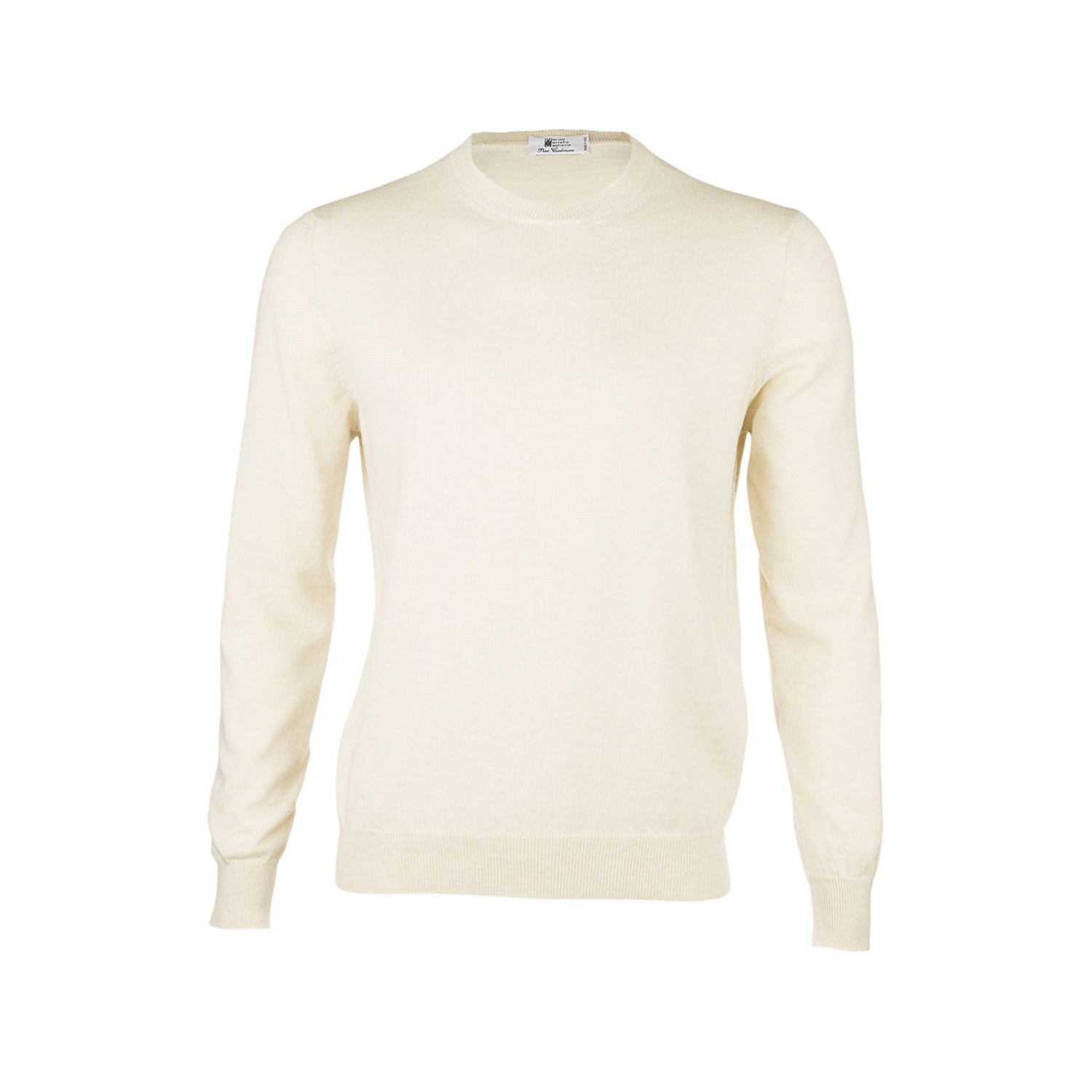 Italian cashmere men's crew-neck sweater in beige