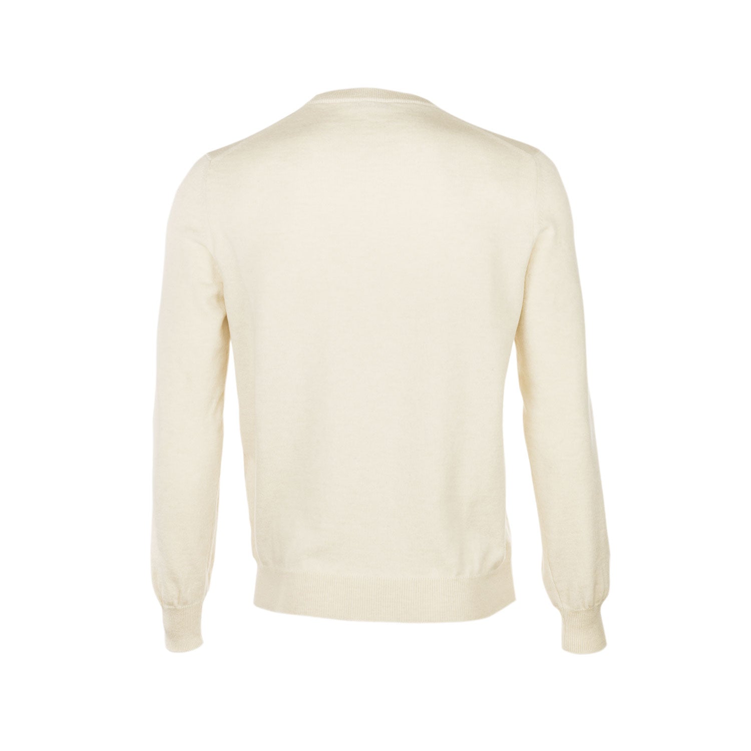 Luxe wool crew-neck knit front and back detail