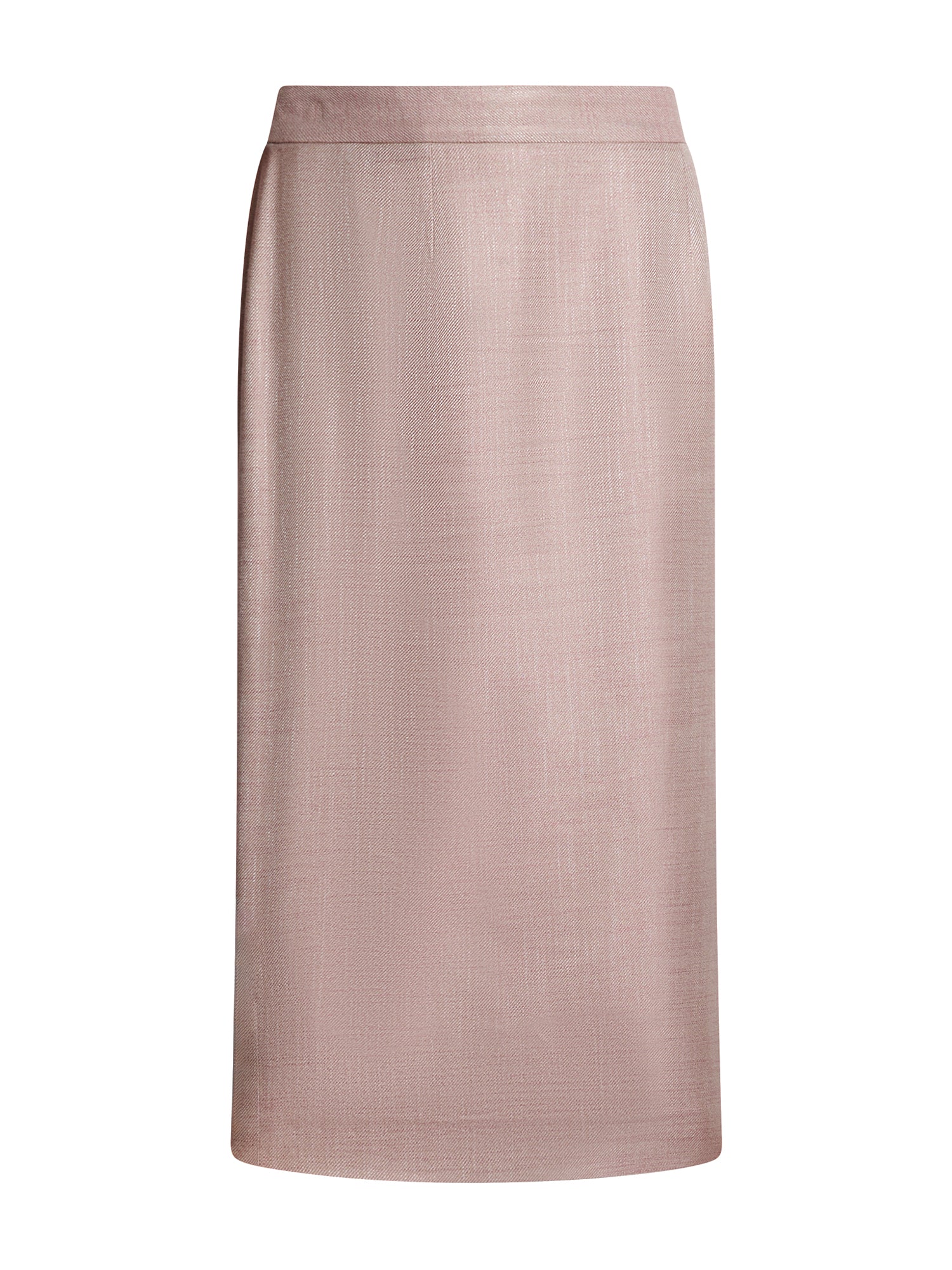 Women's dusty pink midi pencil skirt in wool-bamboo — front view
