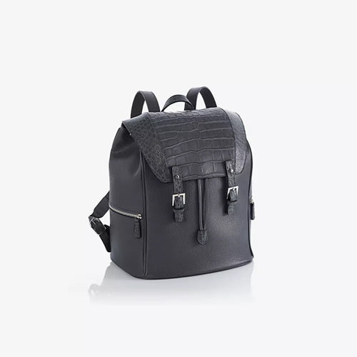 italian-crocodile-leather-backpack-forest-green-front