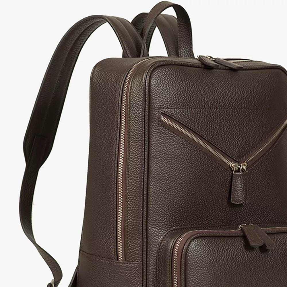 italian-calfskin-backpack-dark-brown-external-pocket-detail