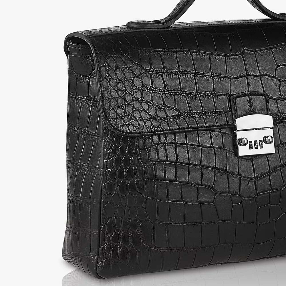 italian-crocodile-leather-briefcase-black-combination-lock-detail