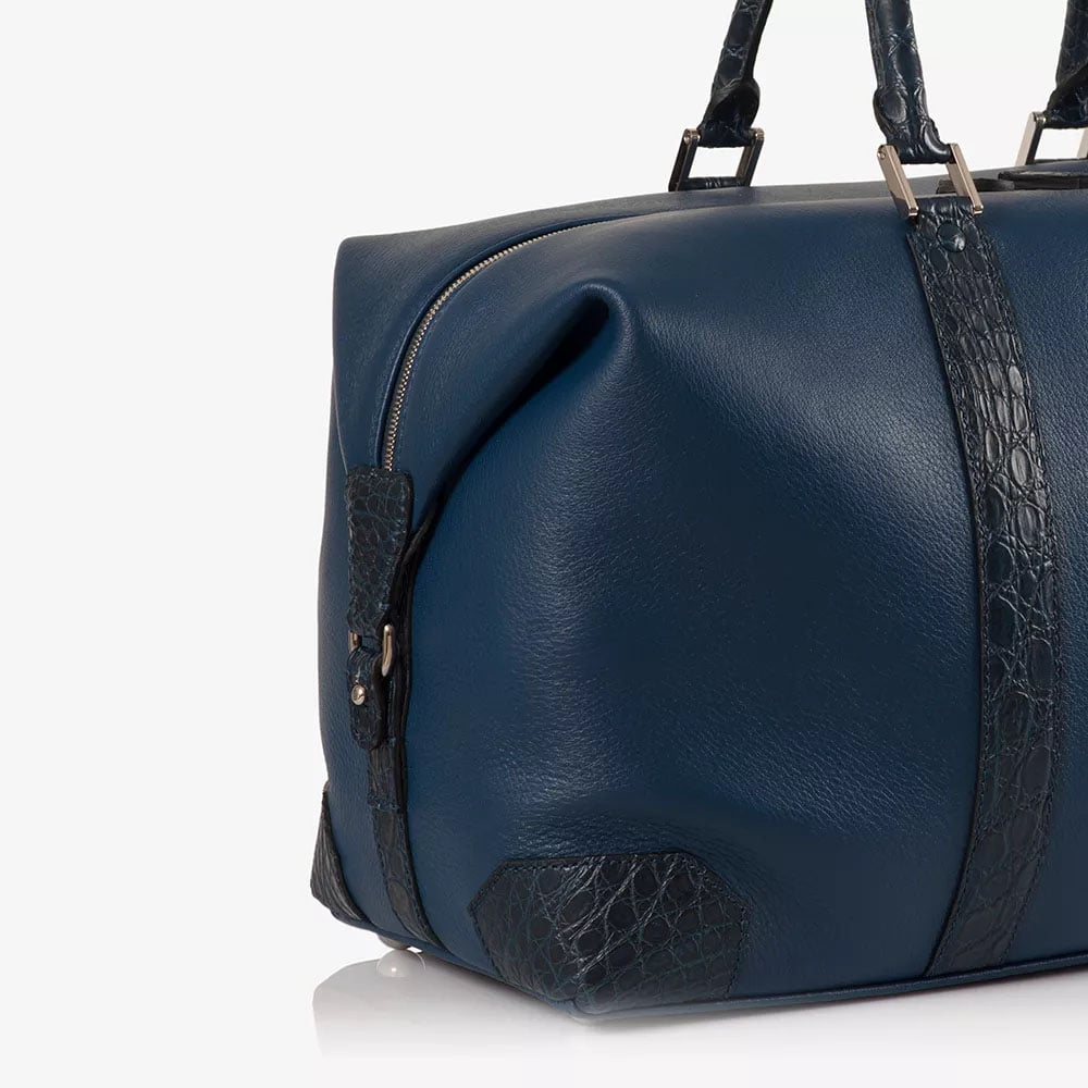 italian-deerskin-travel-bag-blue-crocodile-detail