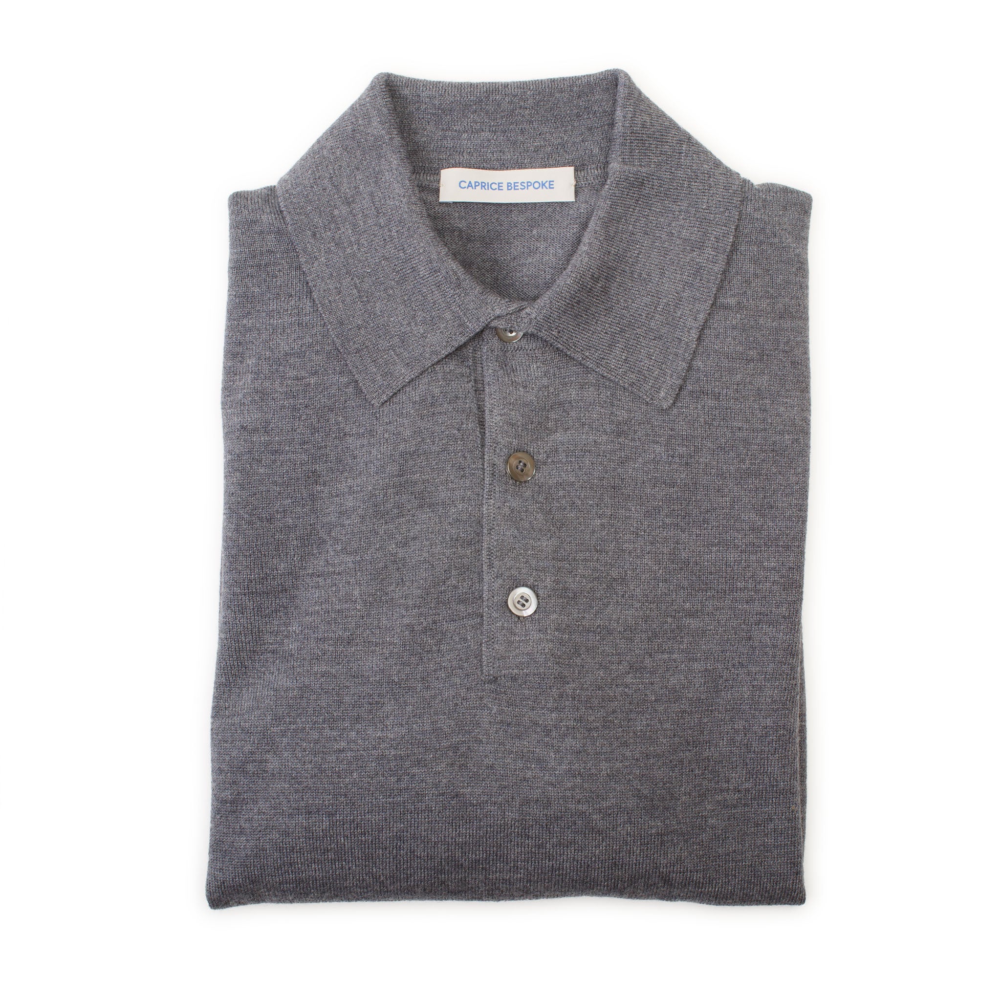 Grey Fine Knit Polo Sweater – full view