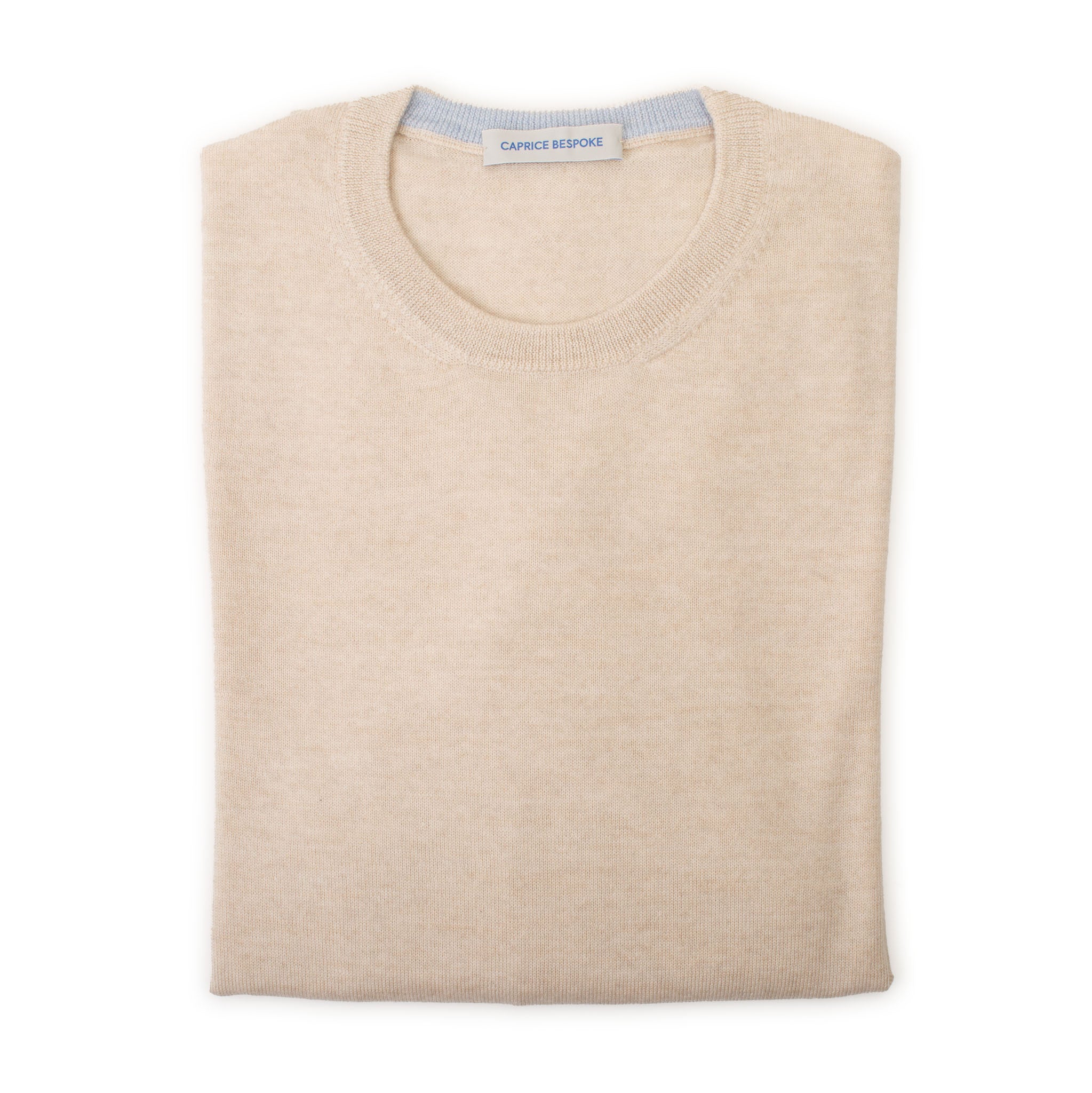 Navy Crewneck with Ivory Contrast Collar – collar detail