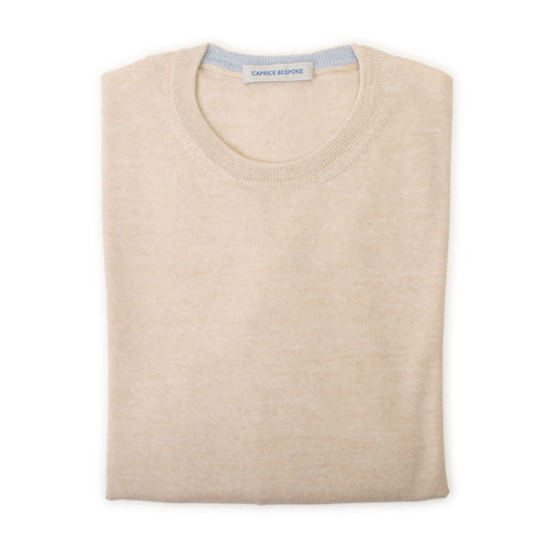 Navy Crewneck with Ivory Contrast Collar – collar detail