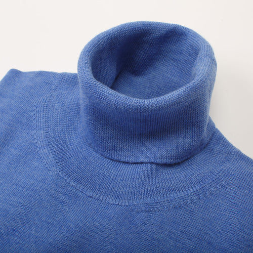 Blue Merino Turtleneck Sweater – full view
