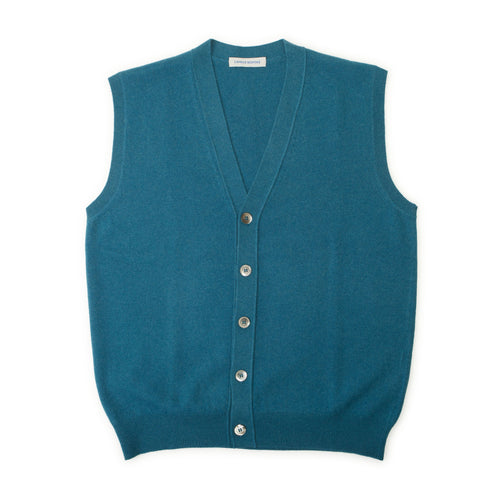 Teal Merino Knit Vest – full view