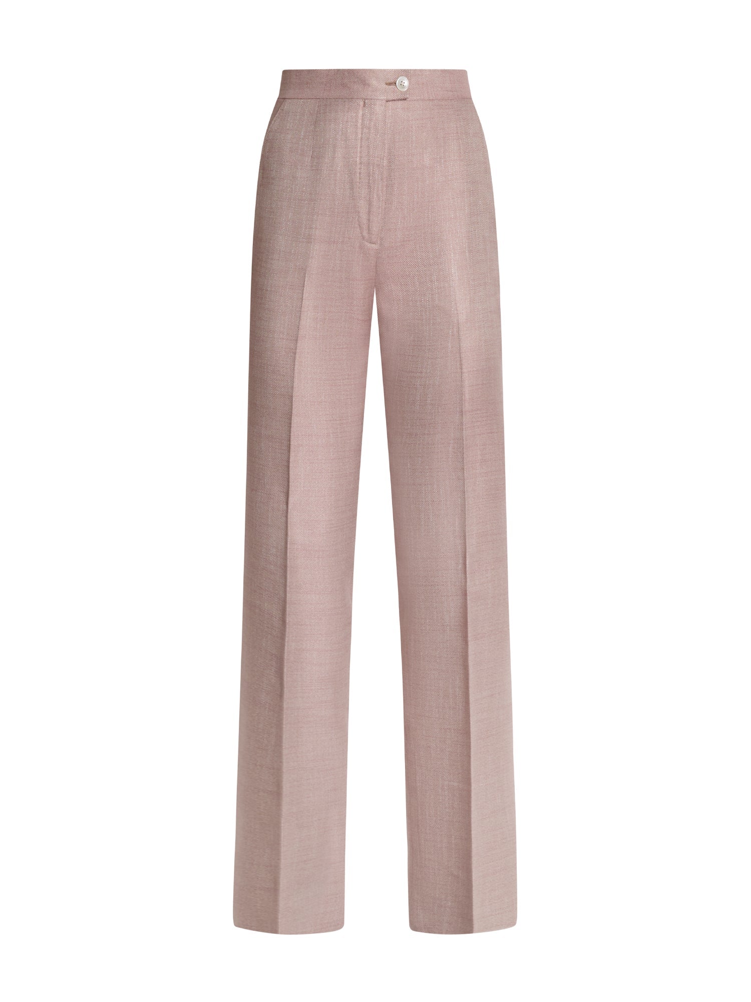 Women's dusty pink slim trousers in wool-bamboo — front view