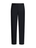 Men's black tuxedo trousers in wool-mohair with satin stripe — front view