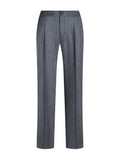 Men's grey wool flannel jogger trousers — front view