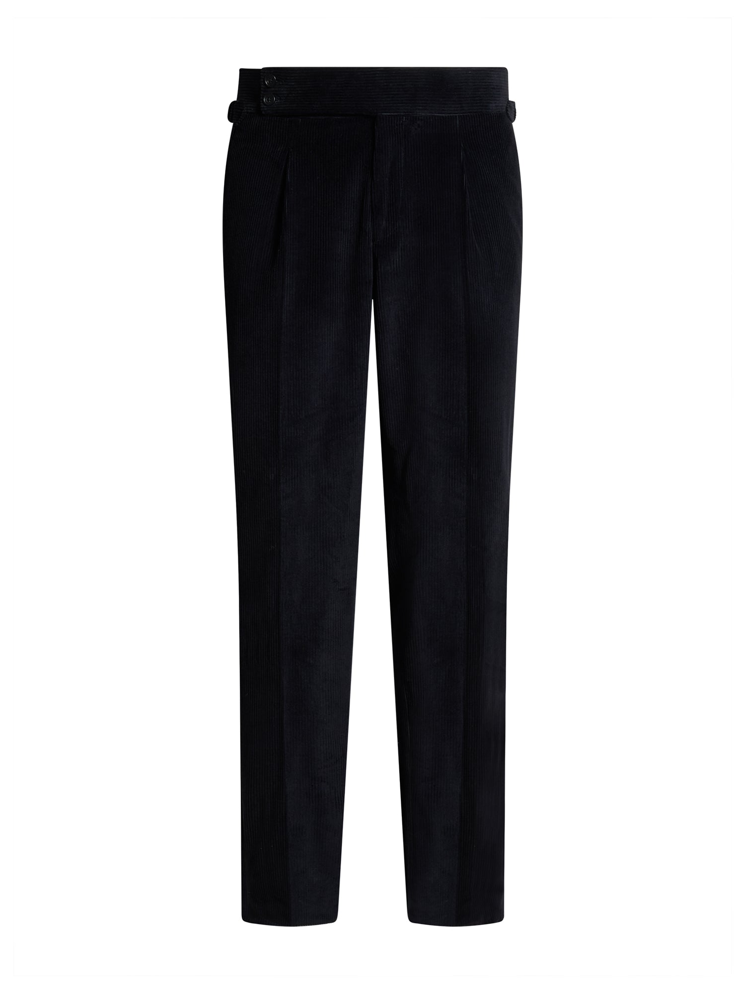 Men's black corduroy trousers by Solbiati — front view