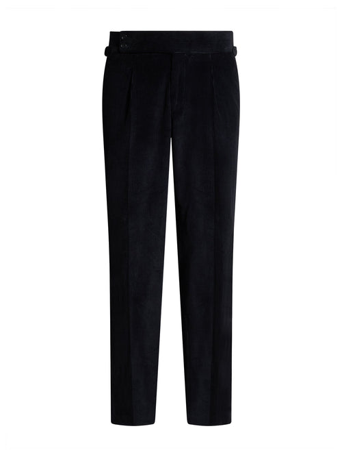 Men's black corduroy trousers by Solbiati — front view
