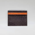 Brown and orange crocodile leather card holder with 6 compartments – Valigeria Grignola
