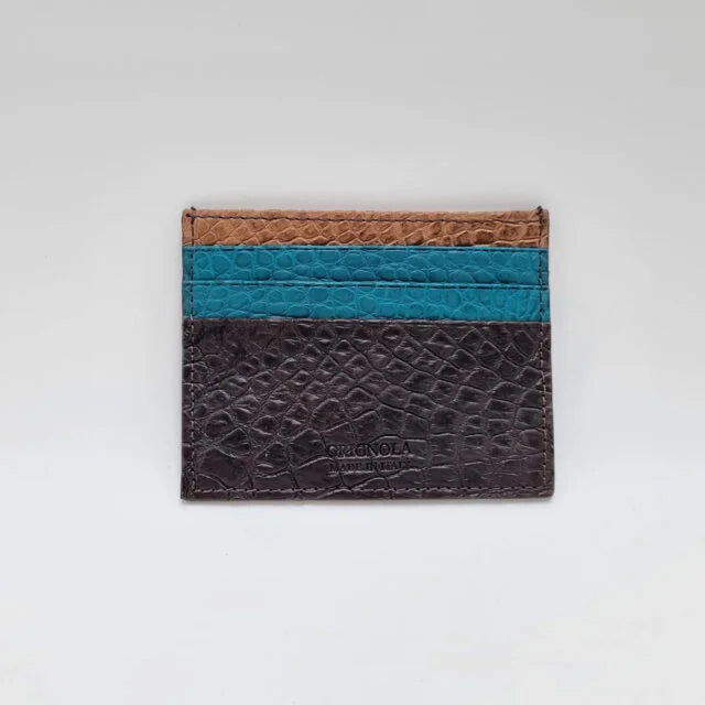 Multicolor crocodile leather card holder with 6 card slots – Valigeria Grignola