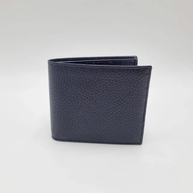 Blue grained calf and crocodile leather wallet with 8 card slots – Valigeria Grignola